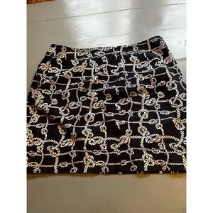Talbots Petites Rope Print Mini Skirt Women's Size 14P Navy White Nautical